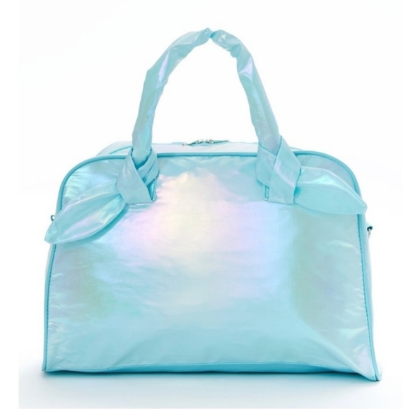 NWT! Wonder Nation Girls Iridescent Blue Floral Weekender Duffle Bag 5Pc Set - Picture 4 of 6